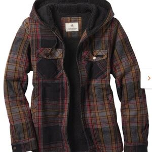 Legendary Whitetails - Women’s Woodland Berber Hooded Jacket - Black, Red & Tan